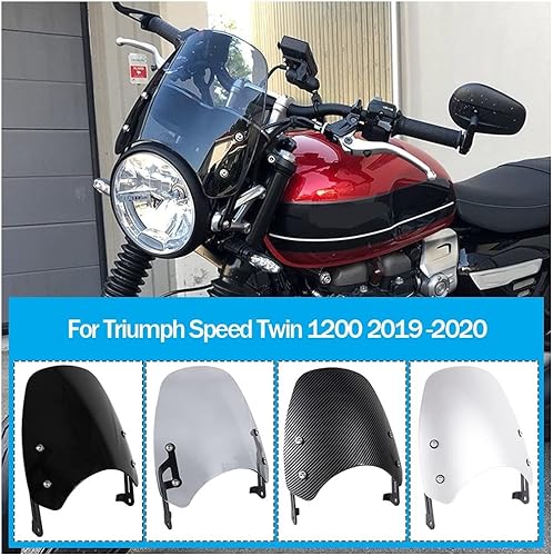 Miniatura 6 de Parabrisas de motocicleta con soporte, carenado delantero, pantalla de viento, deflector, protector deportivo para T-riumph Speed Twin 1200,