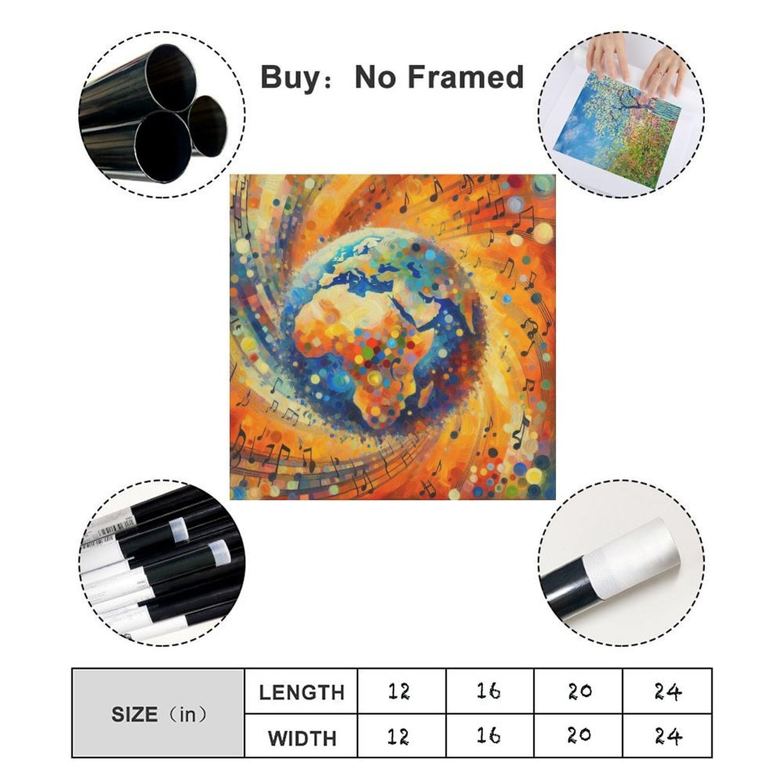 Poster su tela con musica astratta, poster per camera da letto, decorazione per ufficio, camera da letto, regalo, 71,1 cm L x 71,1 cm W