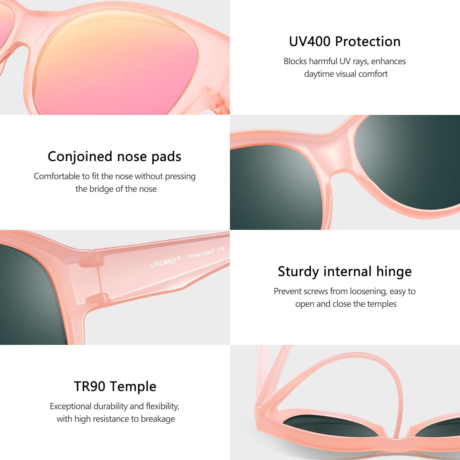 URUMQI Sunglasses Over Glasses Women, Polarized UV400 Protection Fit Over Glasses Sunglasses for Women Round Cat Eye - Image 4