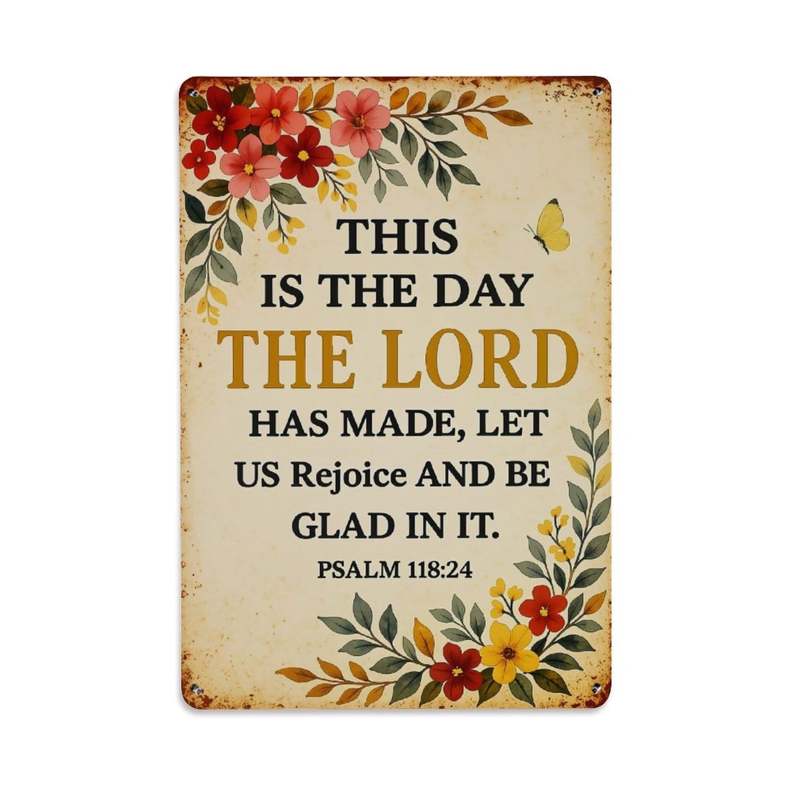 Jdfenggu Vintage Floral Scripture Verse Design Retro Metal Tin Sign, Decor Art Poster For Bar, Home, Man Cave, Kitchen, Laundry Room Gift 8X12inch