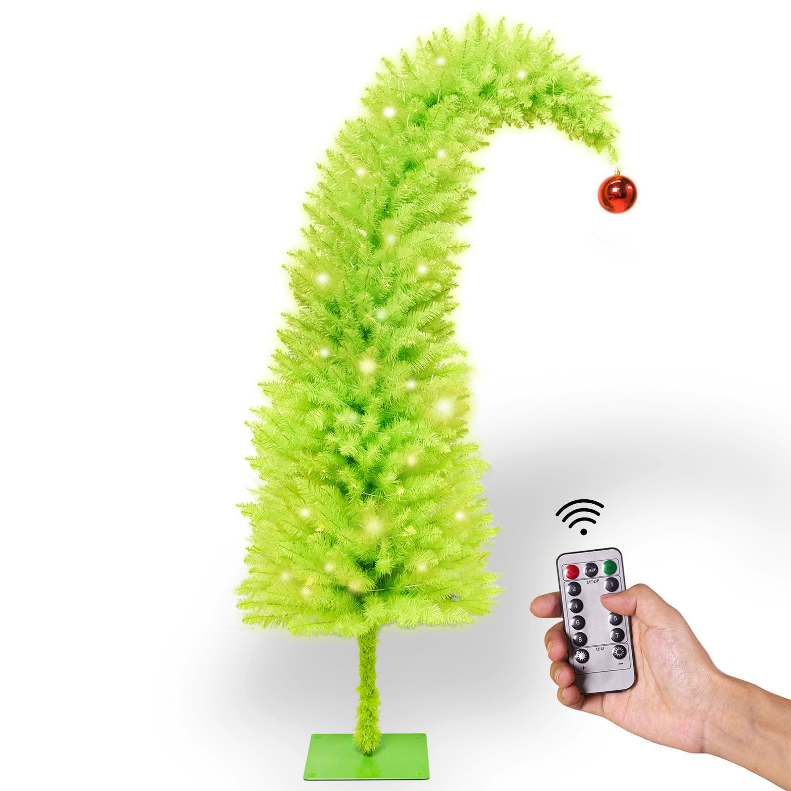 Whimsical Christmas Tree,6FT Artificial Tree with 750 Branch Tips,Christmas Decoration 200 LED Lights with Timer and 8 Functions,Red Ball,Xmas Holiday Deco for Indoor Home Living Room Office