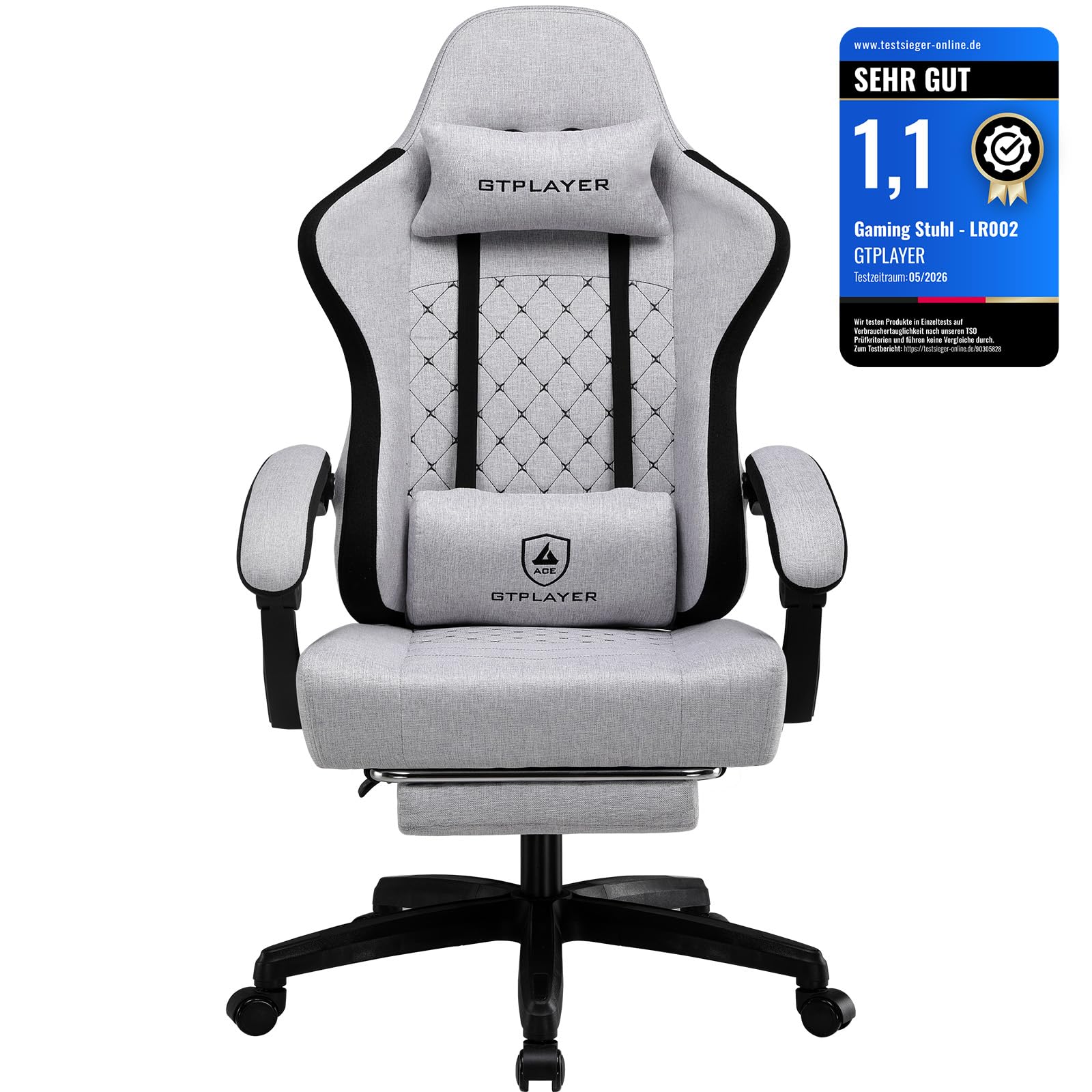 GTPLAYER Silla de Gaming, Silla de Oficina con Cojín con Muelles Ensacados, Reposapiés y Reposapiés articulados, Silla de ordenador Ergonómica con Respaldo Alto con Soporte Lumbar FG The Forest Stewardship Council