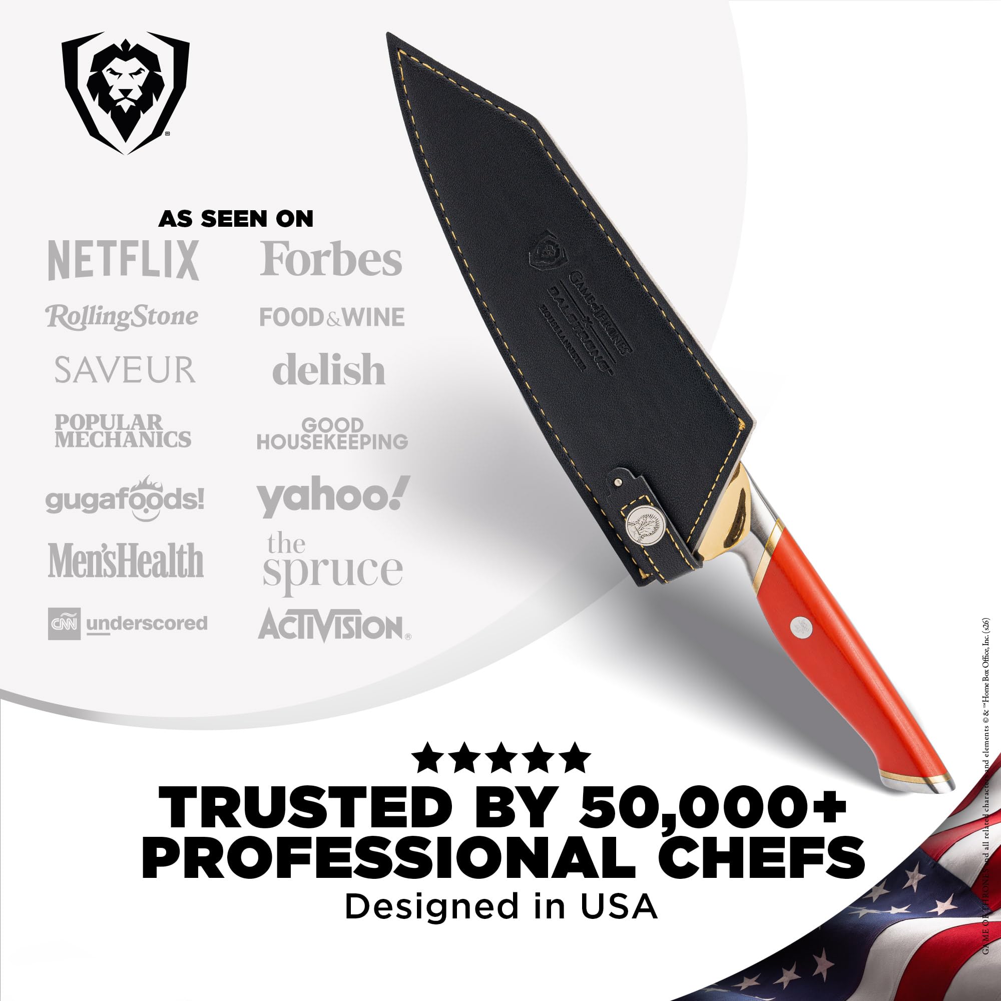 Dalstrong Game of Thrones Lannister 8" Chef Knife — Amazon image 6