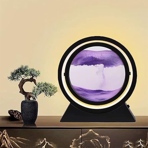 Miniatura 6 de Lámpara de decoración artística de arena móvil, luz de pintura de arena movediza giratoria de 360, arena líquida de mar profundo 3D, actividad