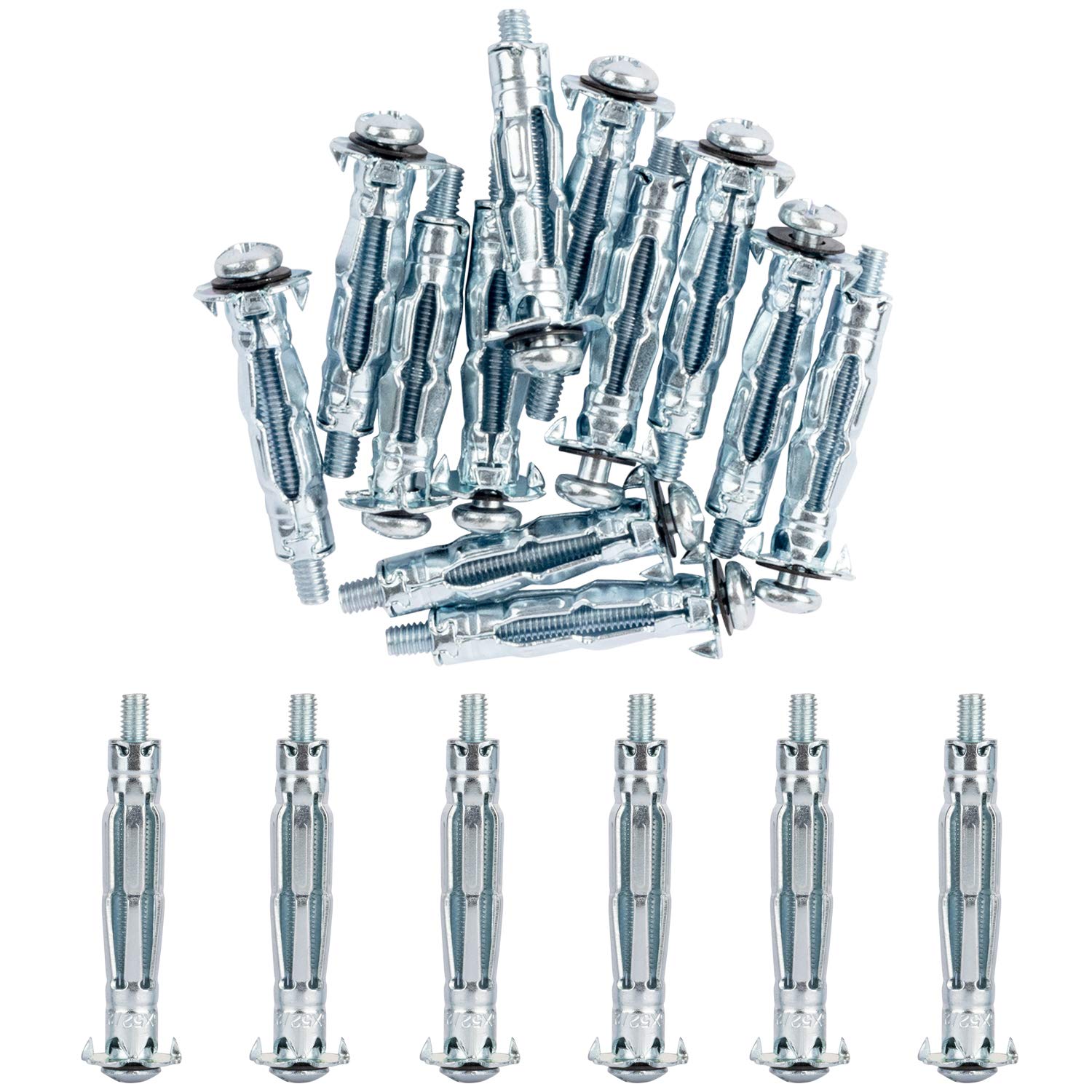 ISPINNER 20pcs M5x37mm Zinc Plated Steel Molly Bolt Hollow Drive Wall Anchor Screws for Drywall, Plaster and Tile