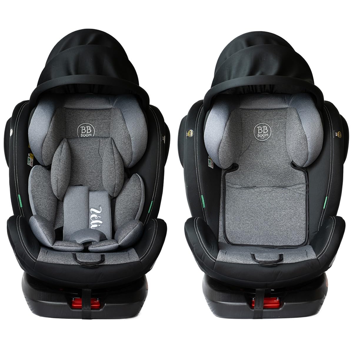 Siège-auto Pivotant 360° ZELI - i-Size Évolutif 40 à 150 cm (0-36 kg) - Isofix & Top Tether Noir avec canopy