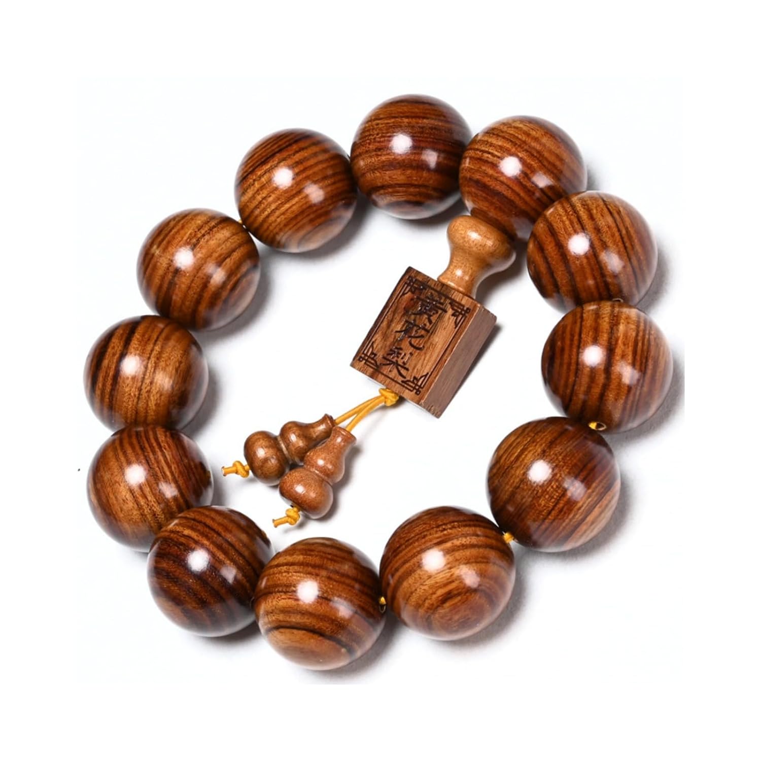 Hondark Natural Wooden Bracelet Adult Spring Bracelet Bead Dia 0 8 inch 12 Beads 1pc