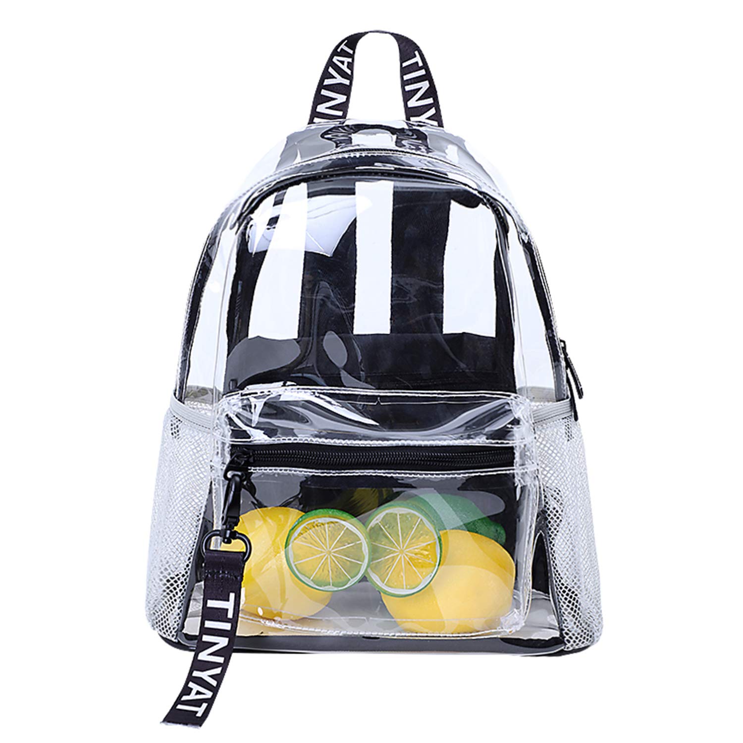 TINYAT Zaino trasparente resistente per scuola, concerti, sport, viaggi e uso quotidiano, Trasparente/9051, Medium, Tempo libero
