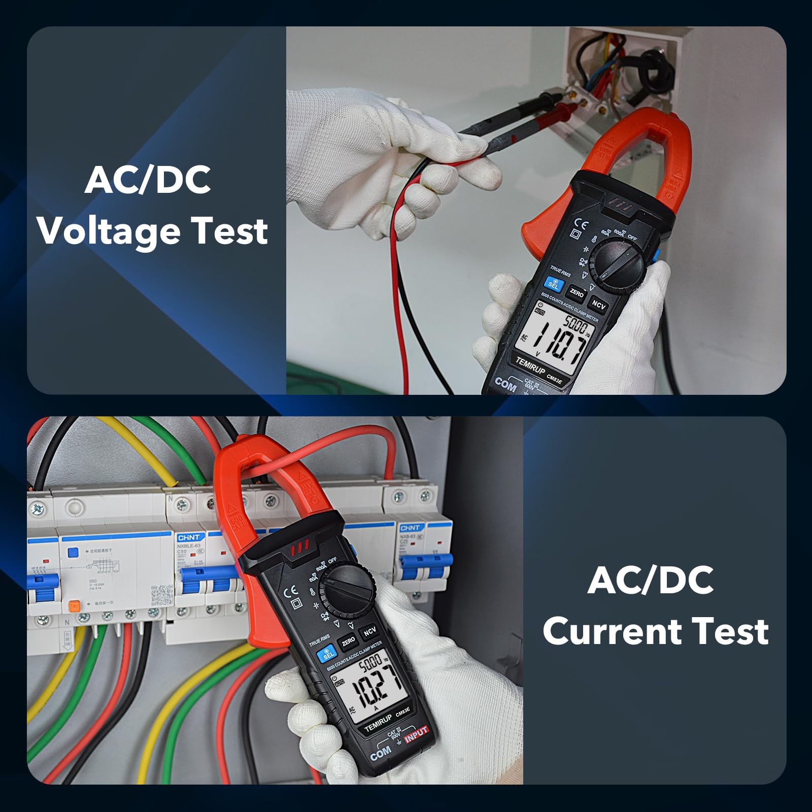 Digital Clamp Meter Multimeter, TRMS 6000 Counts 600A Current Amp Volt Meter, Auto-Ranging Voltage Tester Measures AC DC Current Voltage Resistance Capacitance Temperature Diodes Continuity NCV — Amazon image 4