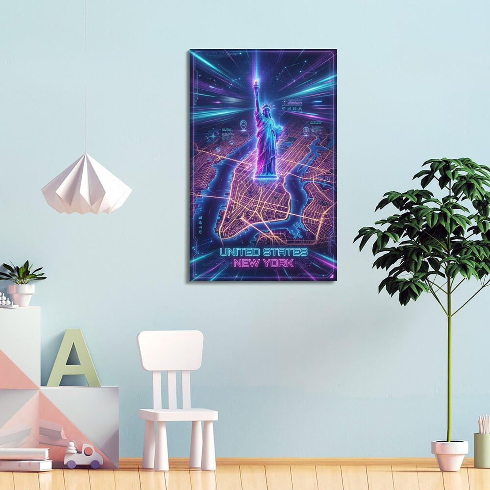XKUGA Poster retrò con mappa al neon per la stanza dei videogiochi, con stampa moderna su tela, decorazione artistica da parete ideale per famiglia, grotta degli uomini, sala giochi, camera da letto