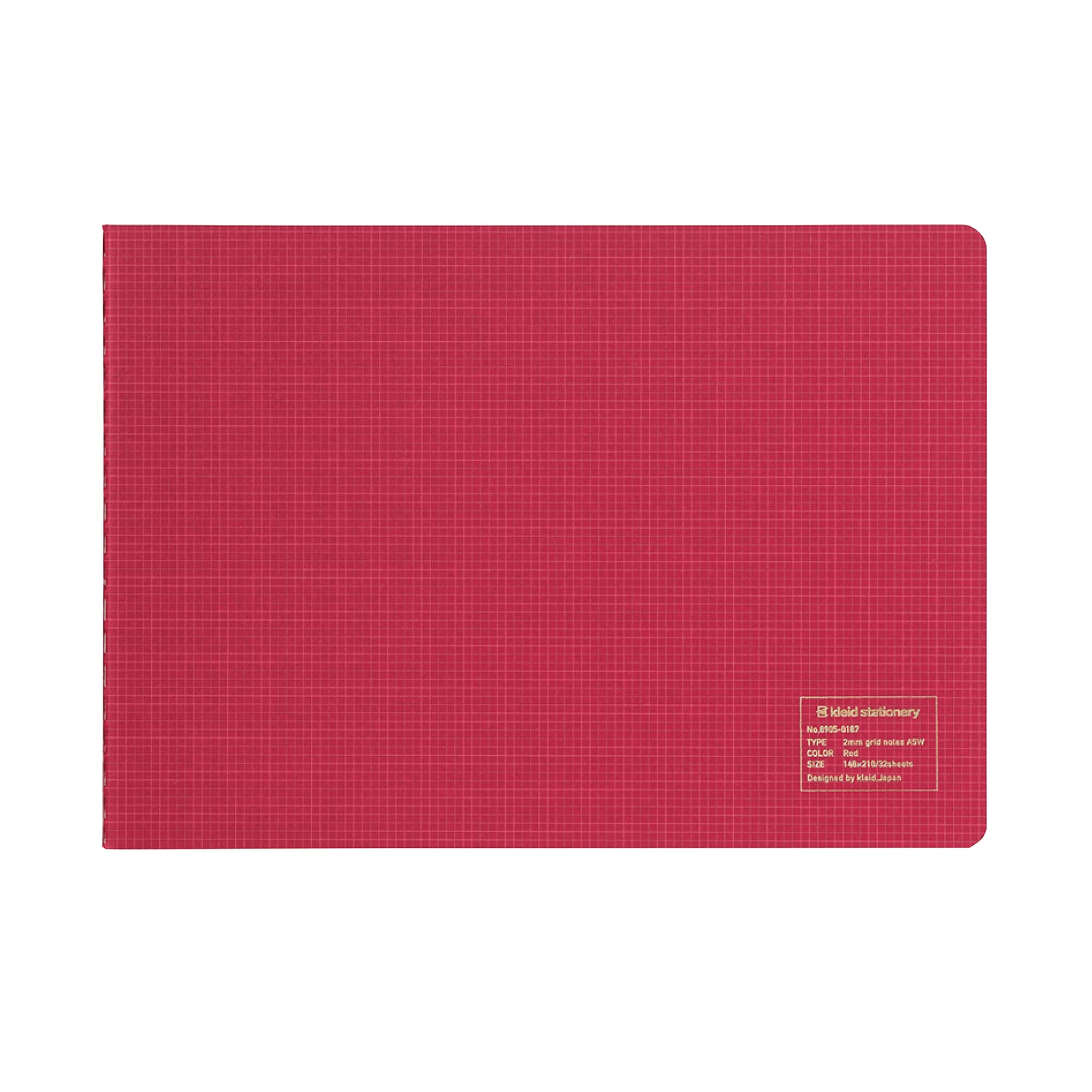 kleid 8915-01 Notizbuch, 2 mm, Raster-Notizbuch, A5W, horizontaler Typ, 2 mm Raster, rot