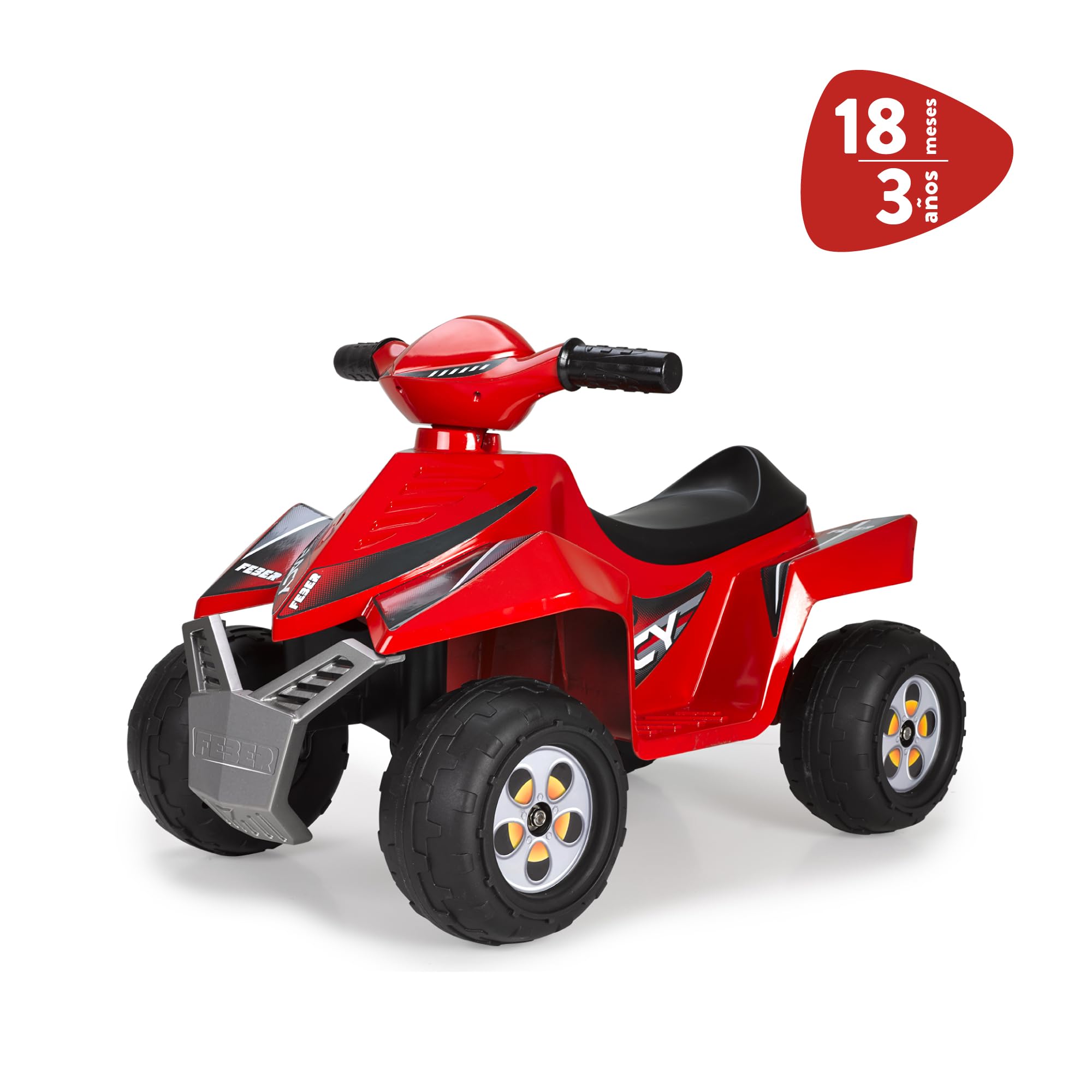 FEBER - Quad Racy 6V, voiture électrique pour enfants de 18 mois à 3 ans, avec accélérateur, grandes roues robustes pour plus de stabilité, autonomie jusqu'à 40 min, chargeur inclus, Famosa (FEN48000)