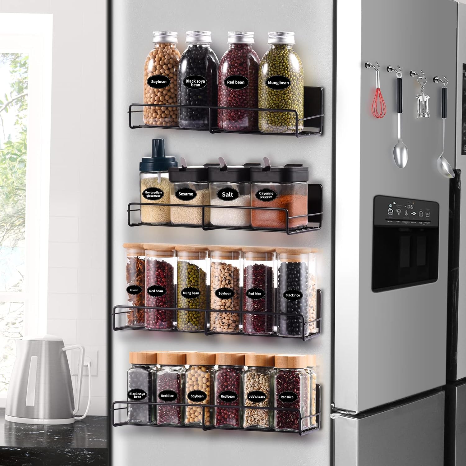 Riian Shelf for Refrigerator Spice Rack for Refrigerator 4 Pack