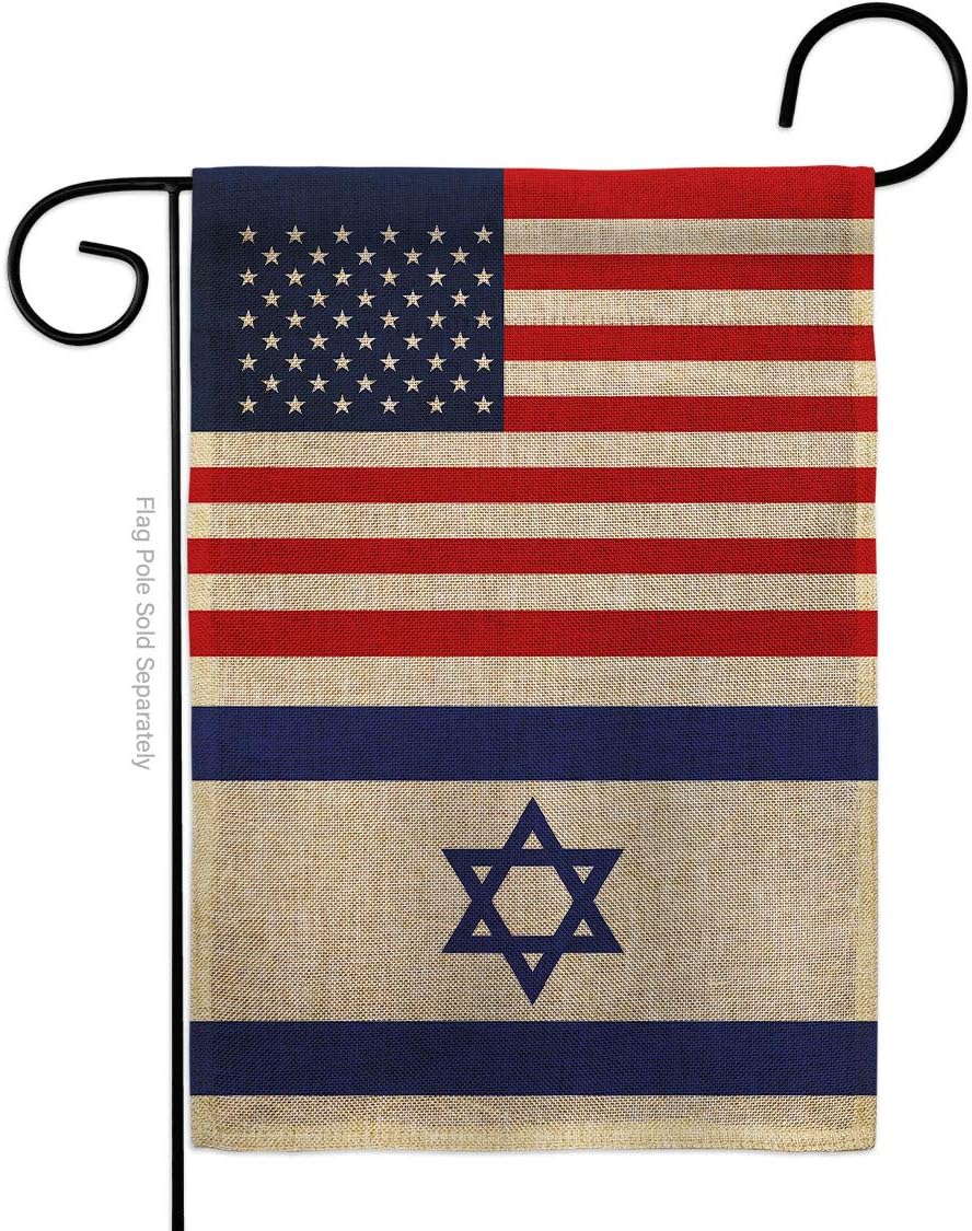 Israeli American Flag Bandera de Israel Burlap Flag Banner