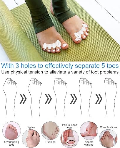 Miniatura 5 de 2 pares de separadores de dedos de juanete para pies, mujeres y hombres, para corregir sus dedos de los pies, alineación de pies, esparcidores de