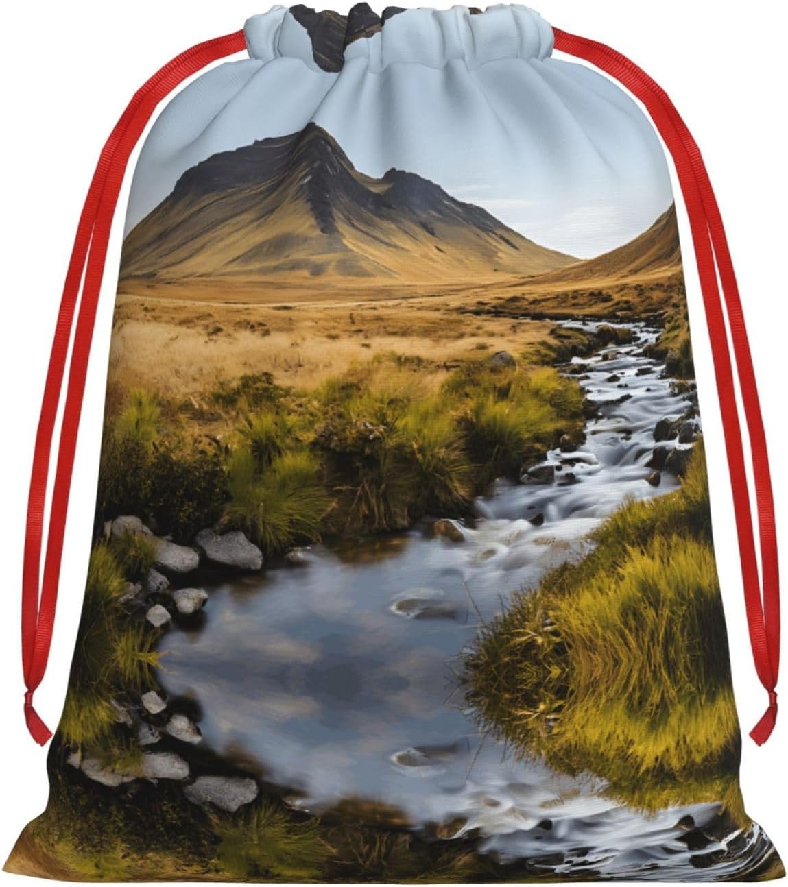 WYNWWSZA Mountain Waterfall Print Drawstring Gift Bag Durable Wear Resistant Reusable Gift Bag