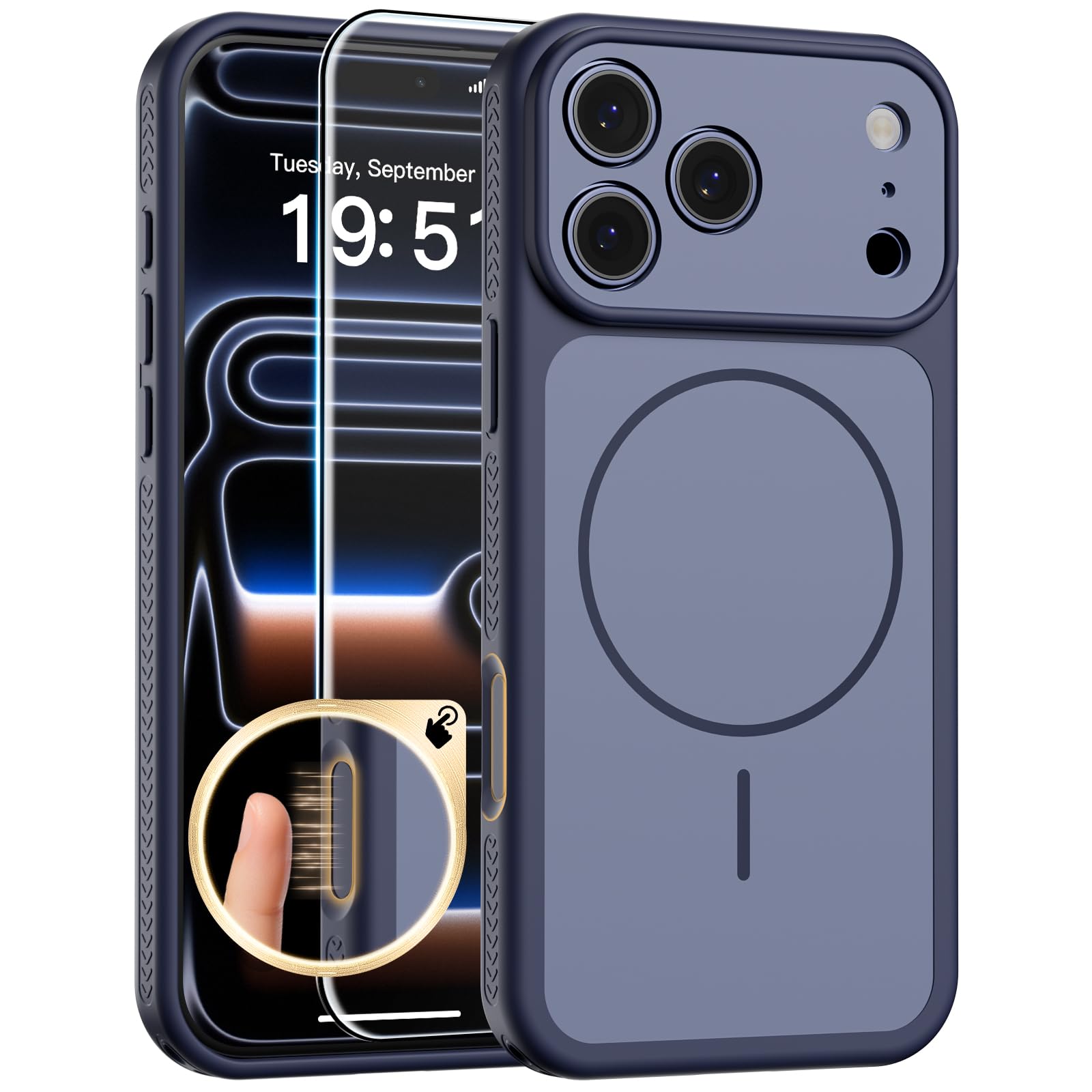 SUPFINE Magnetic for iPhone 17 Pro Max Case, Dual-Tone - Dark Blue