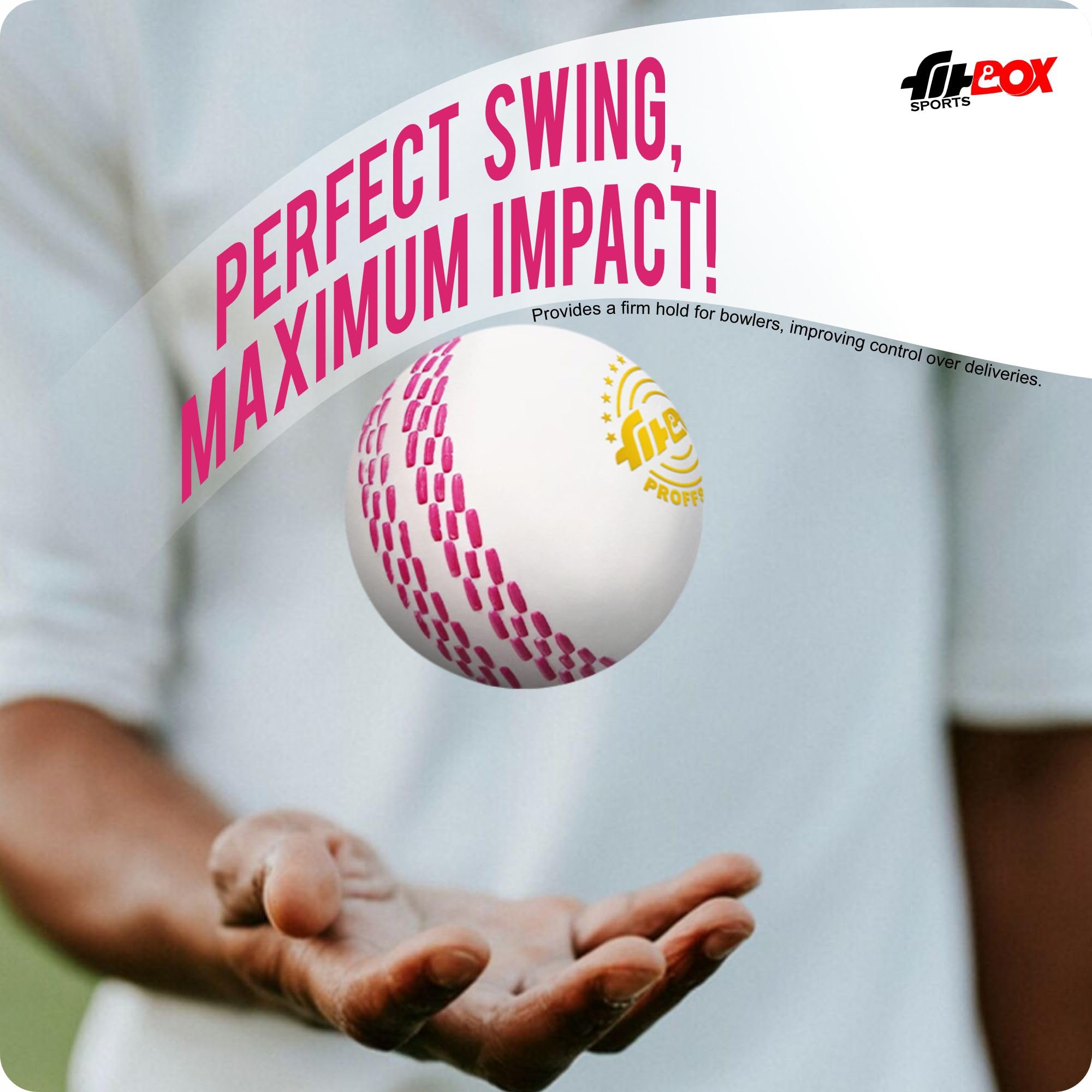 FitBox Sports Polyurethane (Pu), Blend, Rubber Professional Ball Pack of 2 Cricket Balls | 130gm Cricket Balls for Indoor & Outdoor - White/Black 1