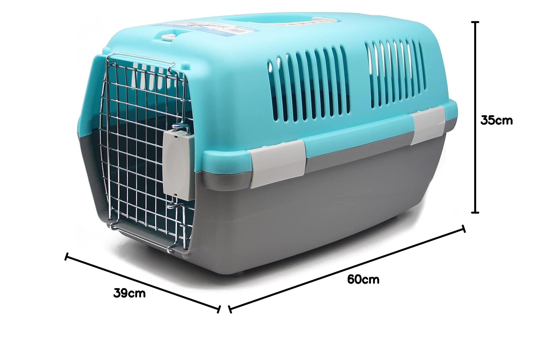 BPS Transportín Rígido Plástico para Perros y Gatos Animales Domésticos Mascota Caja de Transporte IATA 3 Tamaños Elegir (Azul, L: 60 x 39 x 35 cm) BPS-1206AZ