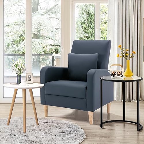 Miniatura 59 de COLAMY - Sillón moderno con cojín para sala de estar, sofá individual y auxiliar para ocio y lectura, tapizado en tela con patas de madera, color