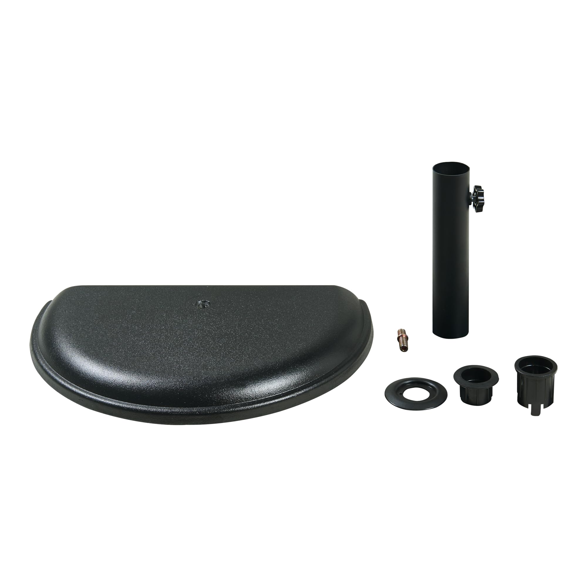 casa.pro stojak na parasole Bisenti stojak na parasol betonowy stojak na parasole Ø 33/37/41/48 mm 45 x 29 x 4,5 cm półokrągły wraz z adapterami czarny