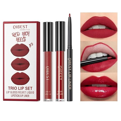 MAEPEOR All In One Lip Kit 3 In 1 Smooth Lipliner Lipgloss and Lipstick Set with Matte Velvet Liquid Lipstick Hydrating Moisturizing Lip Gloss and