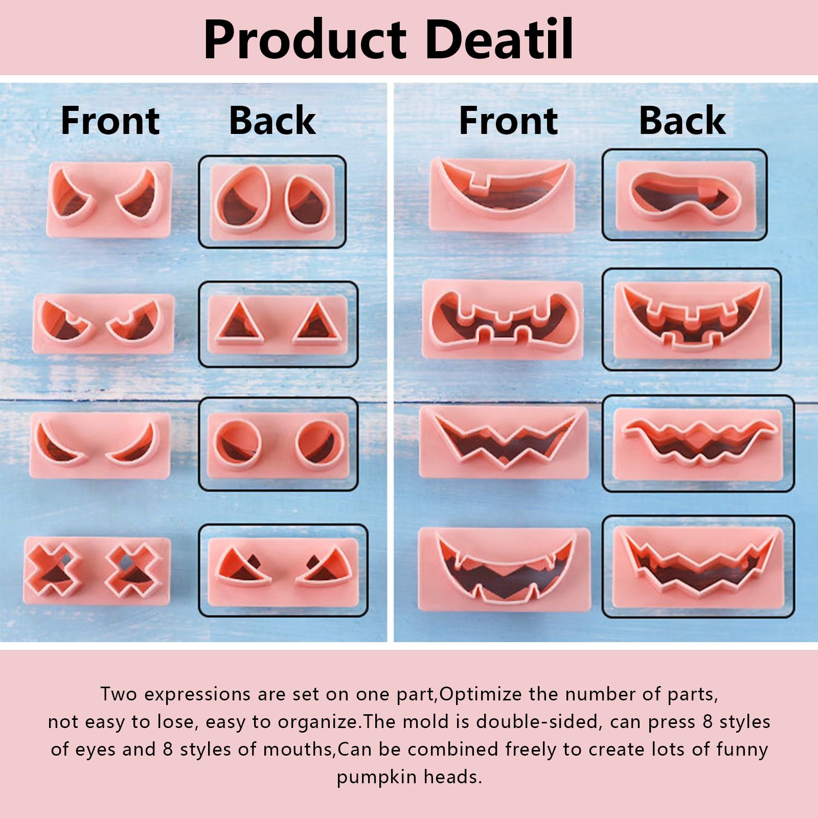 9 PCs Pumpkin Cookie Cutter Set Halloween Biscuit Cutters Plastic Cookie Cutters Cartoon Fun Biscuit Moulds for Party Supplies Decorations Baking - Image 3