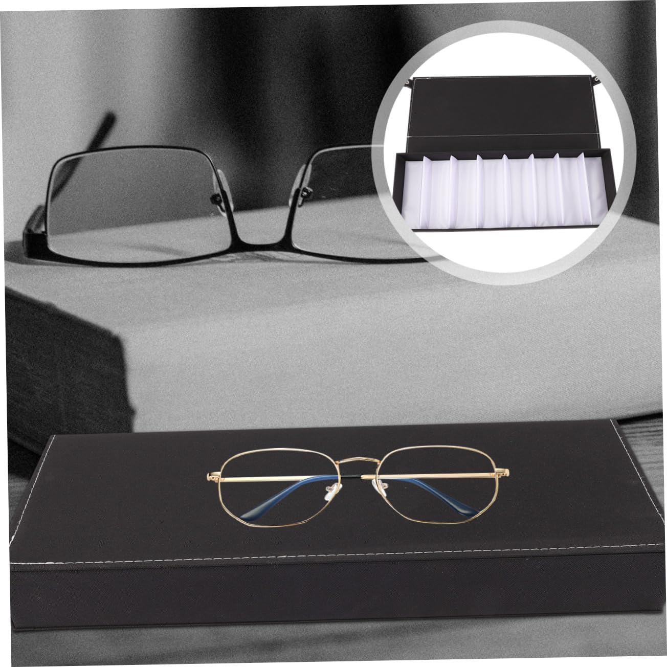 Hochwertige Brillenaufbewahrungsbox mit Fächern Eleganter Sonnenbrillen Organizer für Damen und Herren Staubdichtes Design für Stilvolle Präsentation und Praktische Nutzung