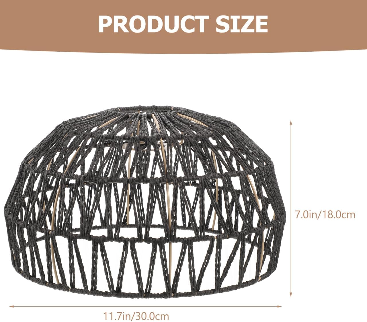 GANAZONO Retro Rattan Woven Lampshade 11.81 Inch Ceiling Light Cover Decorative Vintage Style Light Shade for Home and Chandelier