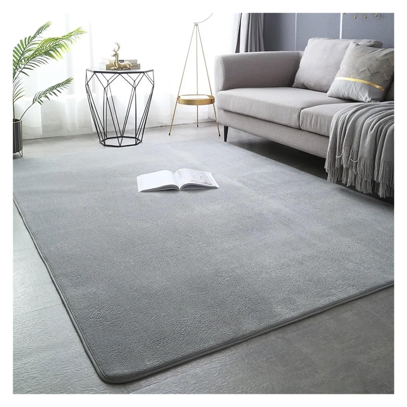 Tapis de chambre gris 100x160cm en velours de corail épais