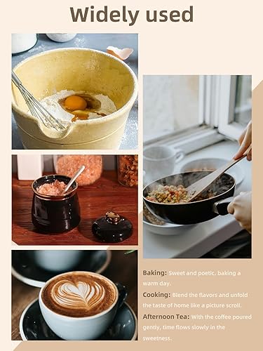 Miniatura 3 de HAOTOP Azucarero de 12 onzas con tapa y cuchara, recipiente de cerámica simple para azúcar, dispensador de azúcar, accesorios de barra de café,