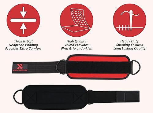 Miniatura 11 de Correas de tobillo para máquinas de cable para mujeres y hombres – Accesorio de cable de tobillo para gimnasio para patadas, entrenamientos de Negro