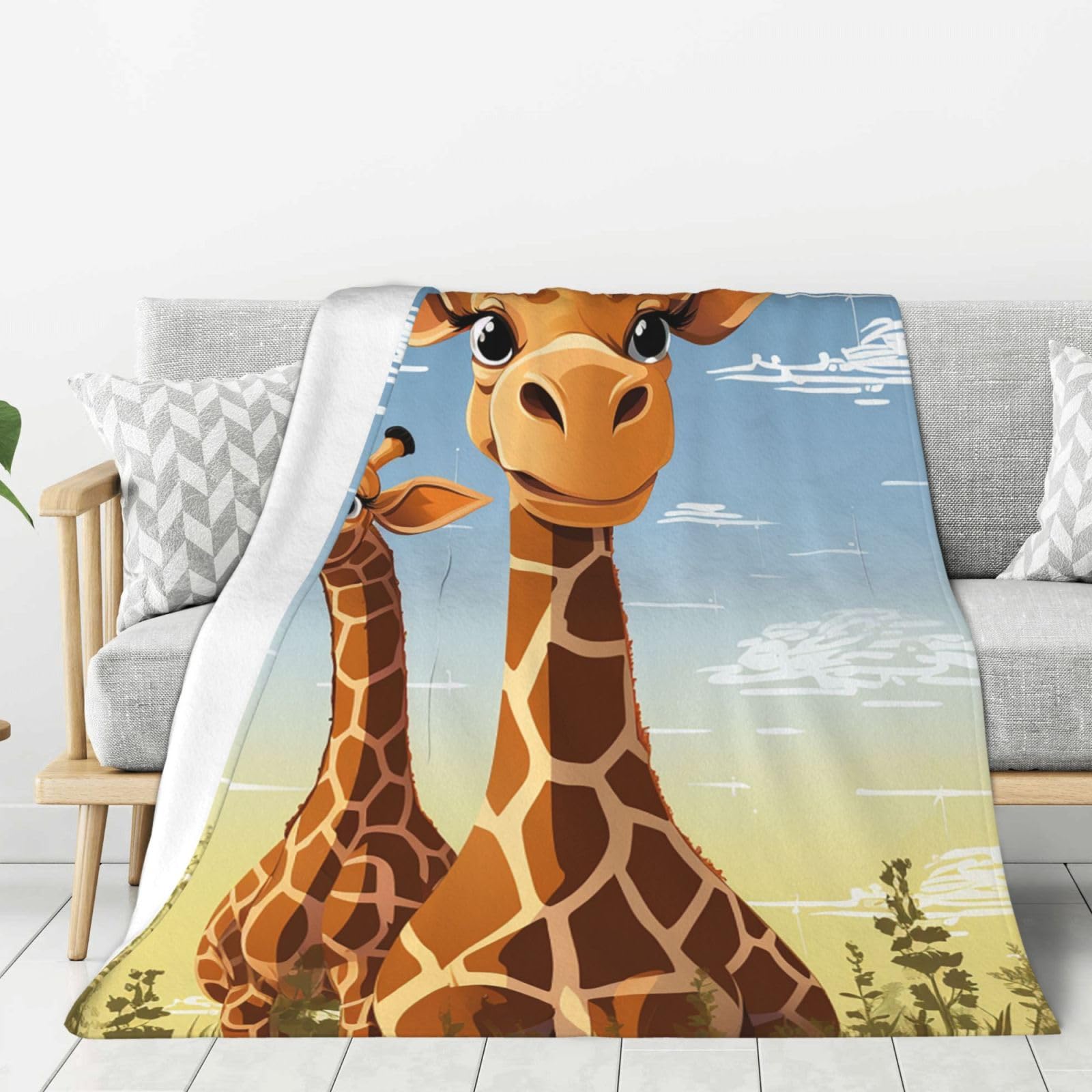 Giraffe Throw Blanket Plush Flannel Fleece Blanket, Soft Lightweight Cozy Blankets 60"X50" for Bed Couch Sofa Travel
