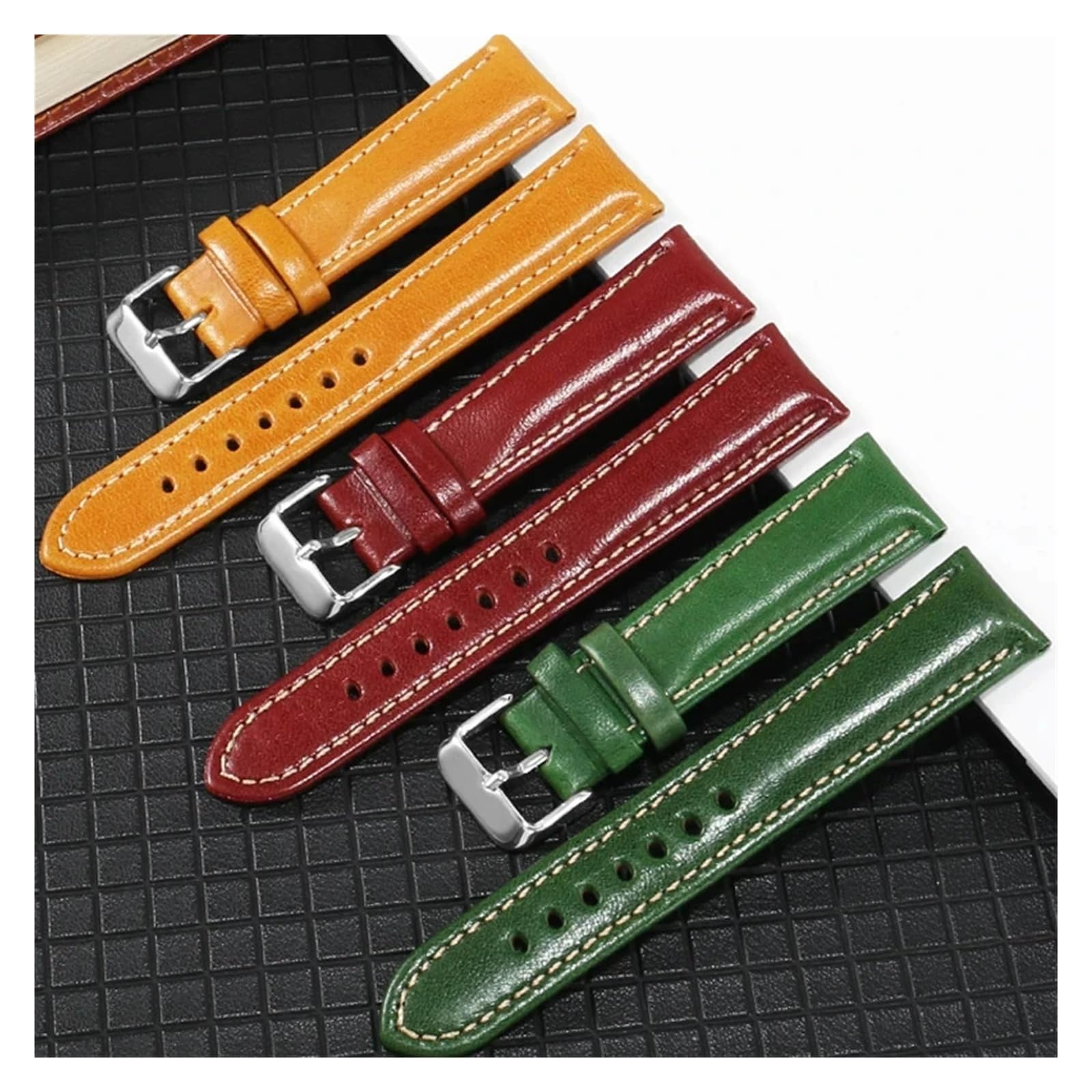 LUGEMA Bracelet De Montre En Cuir Véritable De Vachette À Interface Plate De 20 Mm