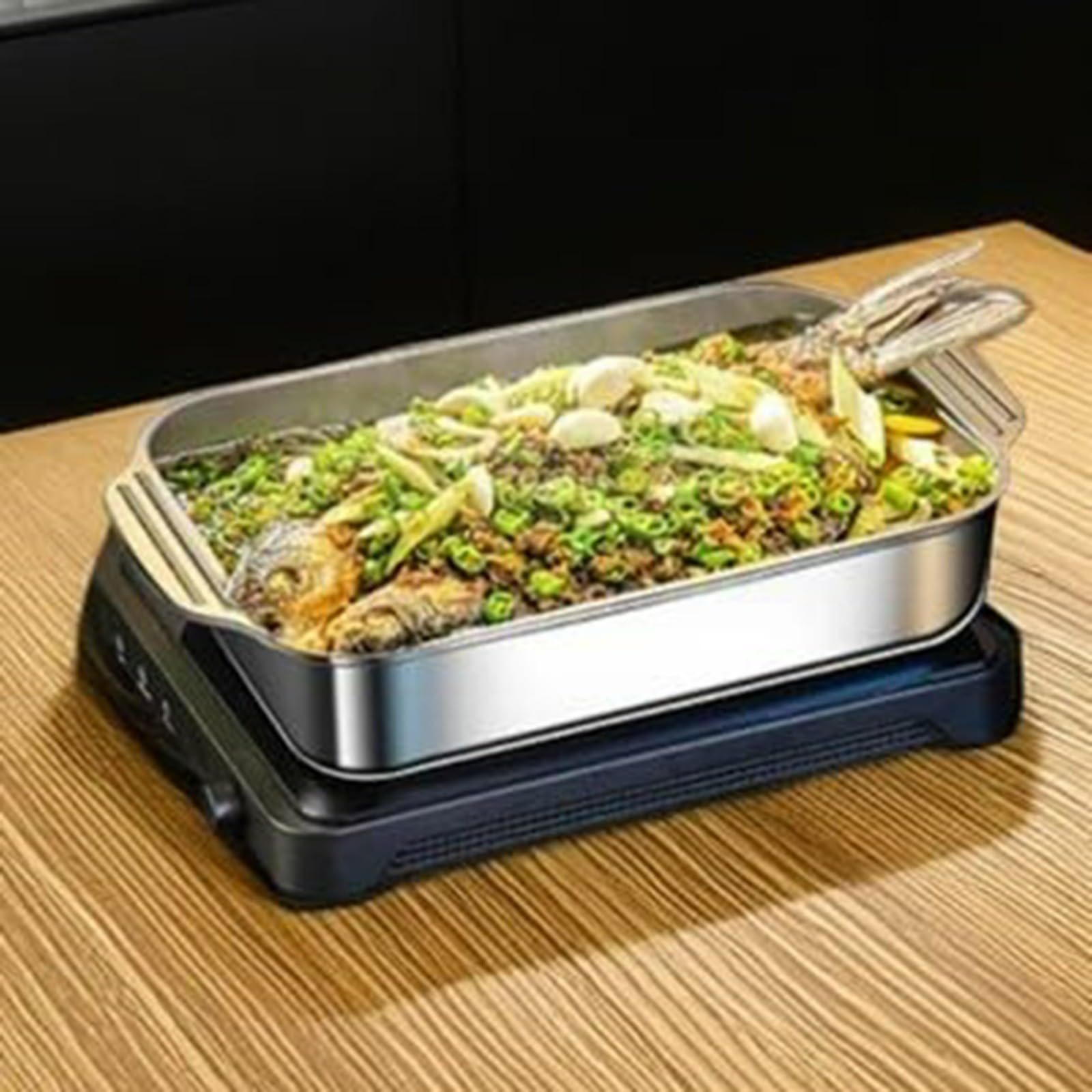 Teglia da forno in acciaio inox con coperchio, 45,7 x 28,7 cm, con manici freddi al tatto, per torte, brownie, lasagne, casseruole e arrosti (41)