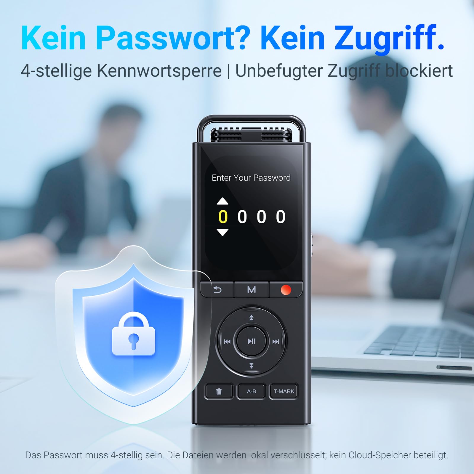 MECHEN 144GB Diktiergerät Digital, Sprachaktiviertes Aufnahmegerät mit 10,000 h Aufnahmezeit, 3072Kbps HD Audio, Rauschunterdrückung, VOR Modus, Passwort & Musikwiedergabe, USB C (V06)