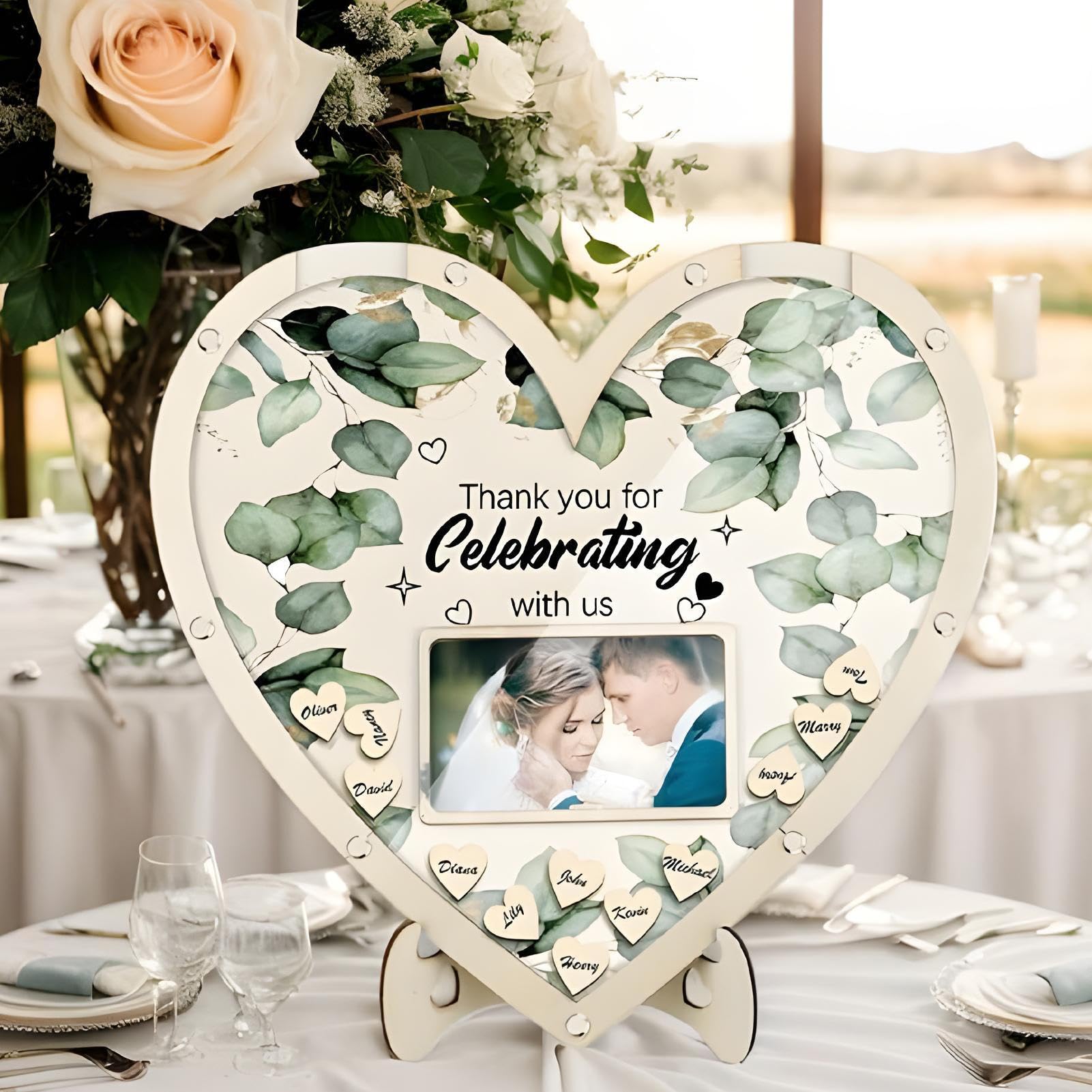 Hochzeitsschild aus Holz, romantische herzförmige Regaldekoration, Holzschreibtisch-Mittelstück, Hochzeitsfeiern, perfekt für Zeremonie im Freien, Heimdekoration und Liebessymbol