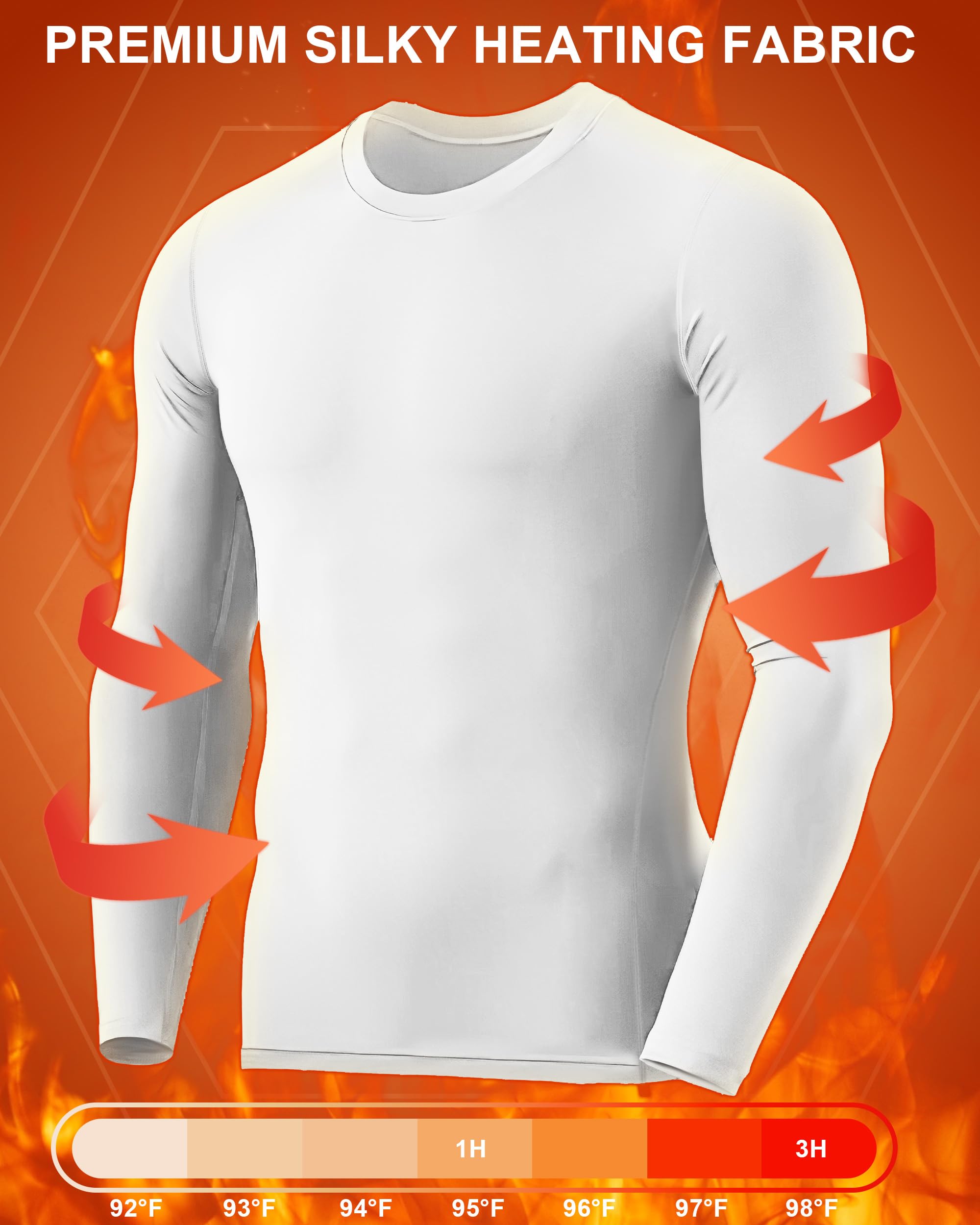 Maglia termica a compressione da uomo, a maniche lunghe, foderata in pile, per il freddo