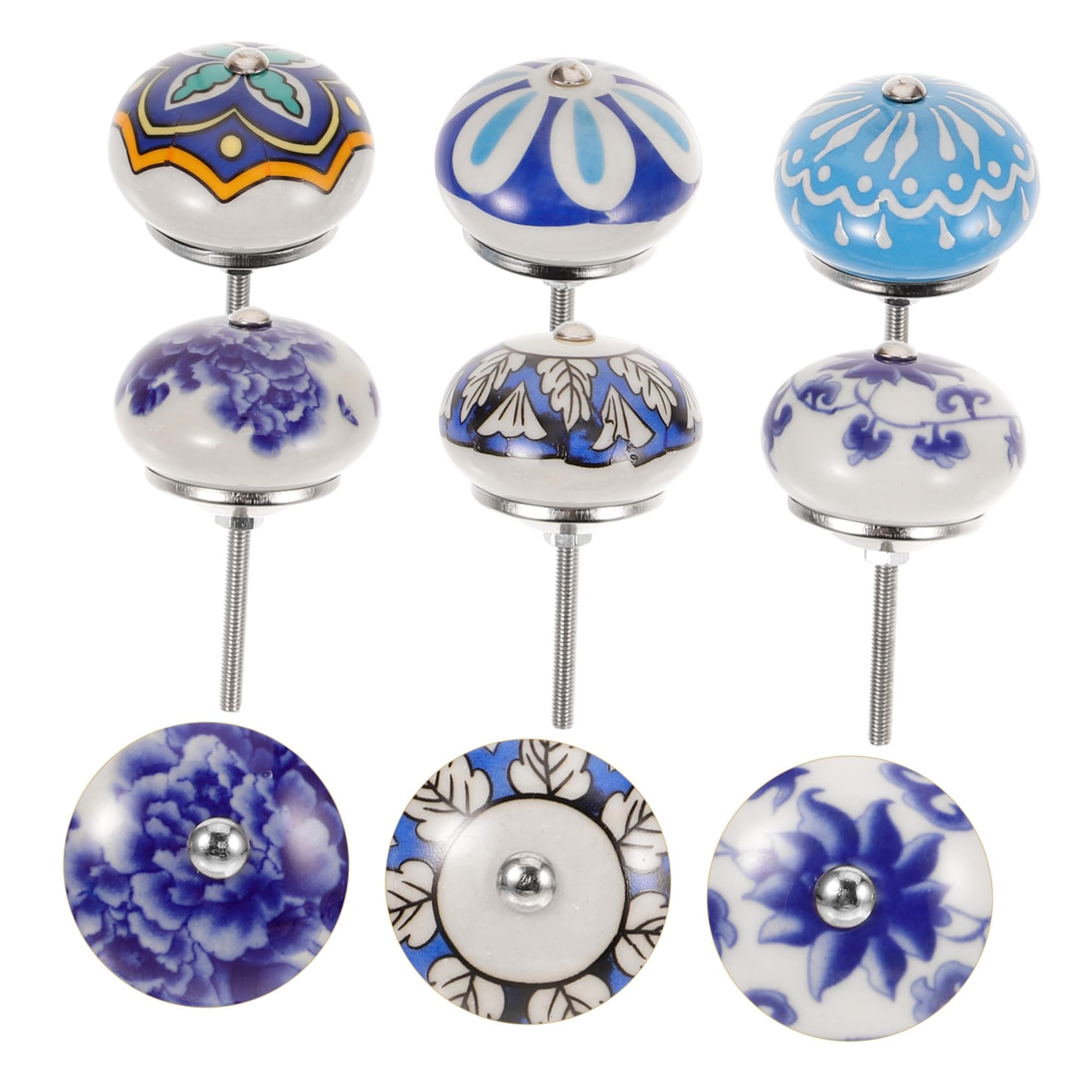 SHINEOFI 6pezzi Pomello Per Mobile in Ceramica Pomello Per Cassetto Foro Singolo Design Rotondo Adatto Mobili Armadi e Altro