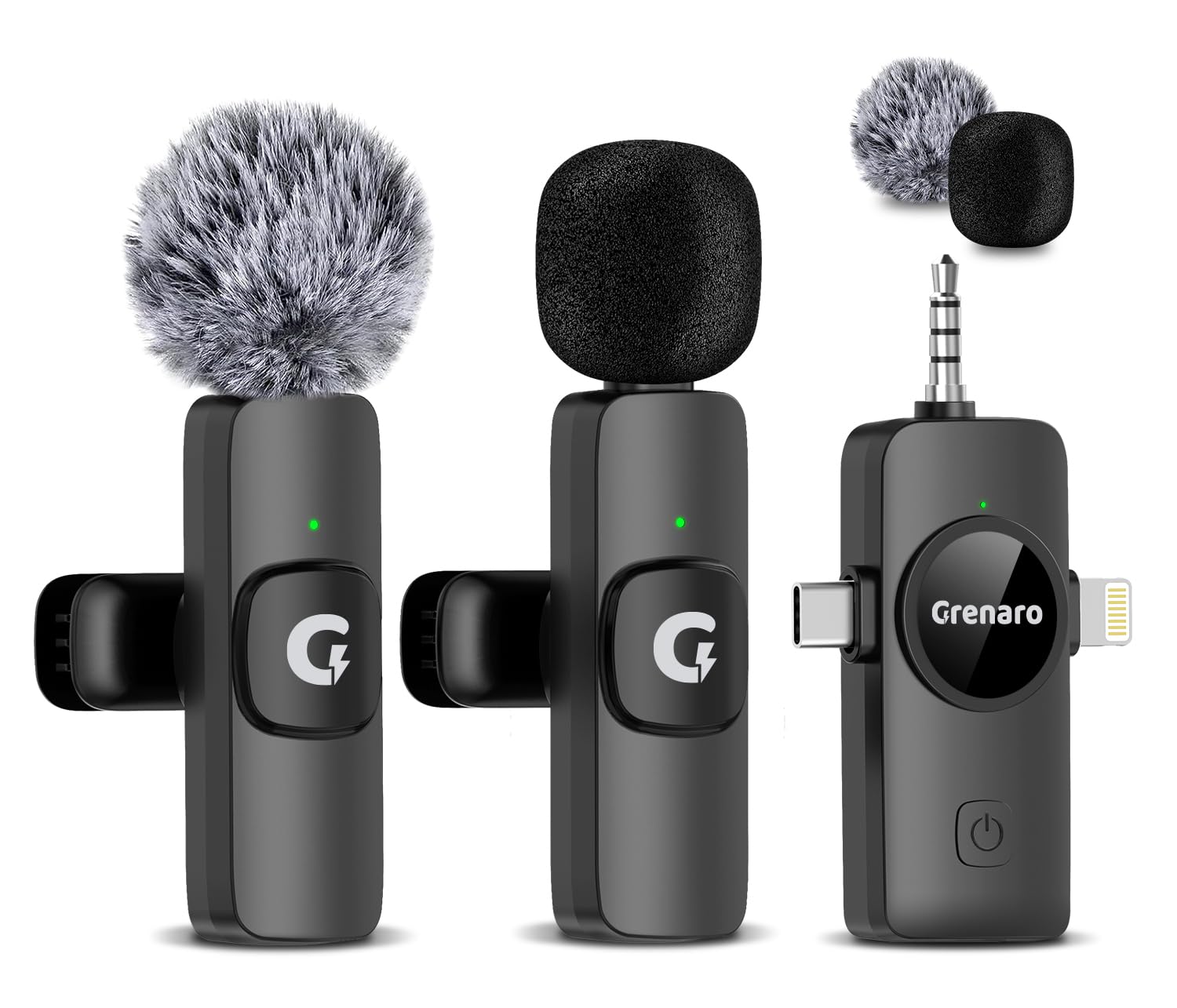 GRENARO Wireless Mic for Youtubers, 3 in 1 Wireless Microphone for iPhone/Android/DSLR Camera/USB-C Plug/iPad, Noise Cancellation Mic for Youtubers, Video Recording, Streaming, 50M Range GRENARO Wireless Mic for Youtubers, 3 in 1 Wireless Microphone for iPhone/Android/DSLR Camera/USB-C Plug/iPad, Noise Cancellation Mic for Youtubers, Video Recording, Streaming, 50M Range