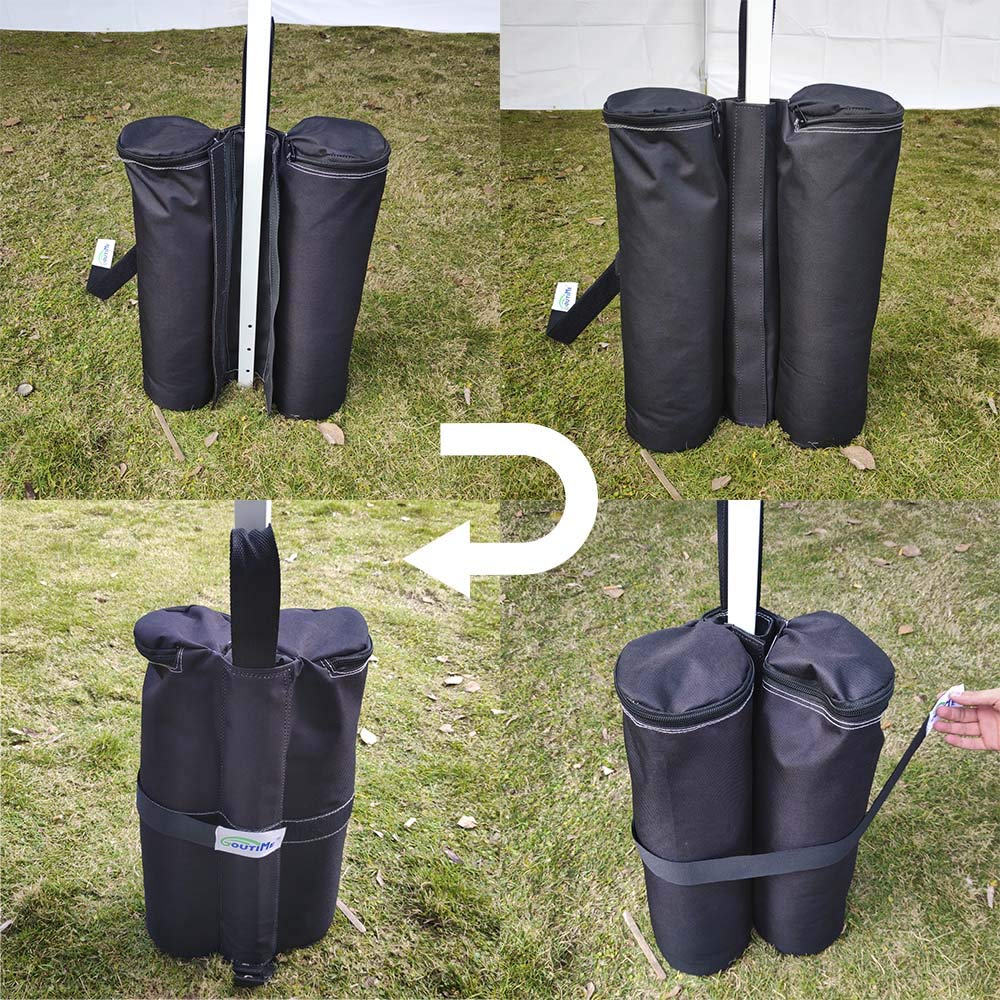 Goutime Sacs Lest Sable pour Tentes Barnum Pliant Poids Lesté pour Tonnelle,Noir 4 Pièces/Ensemble，Sac lestage Sable（Noir Sac de Sable）