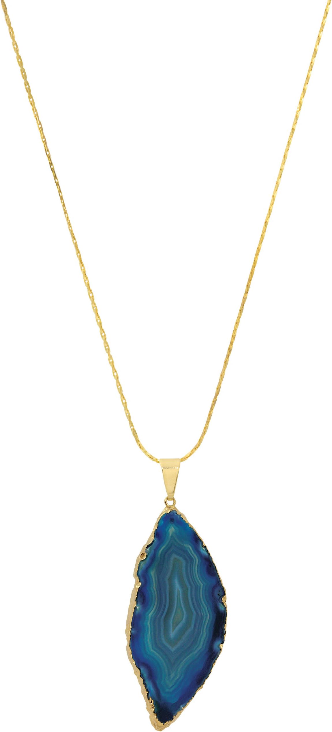 Natural Blue Agate Slice Necklace
