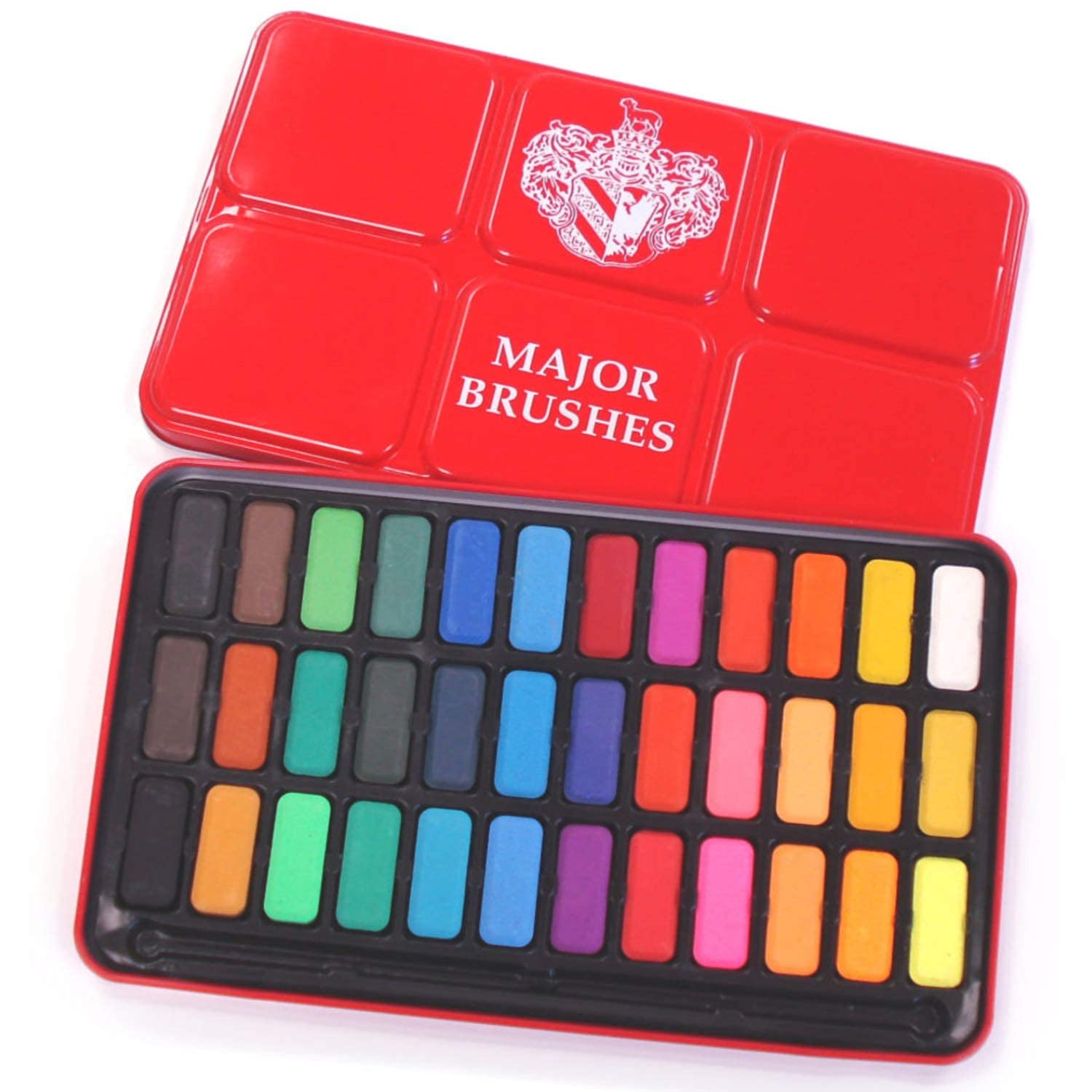 Buy Major Brushes Artist Watercolour Paint Tin 36 Blocks Red Metal Lid
