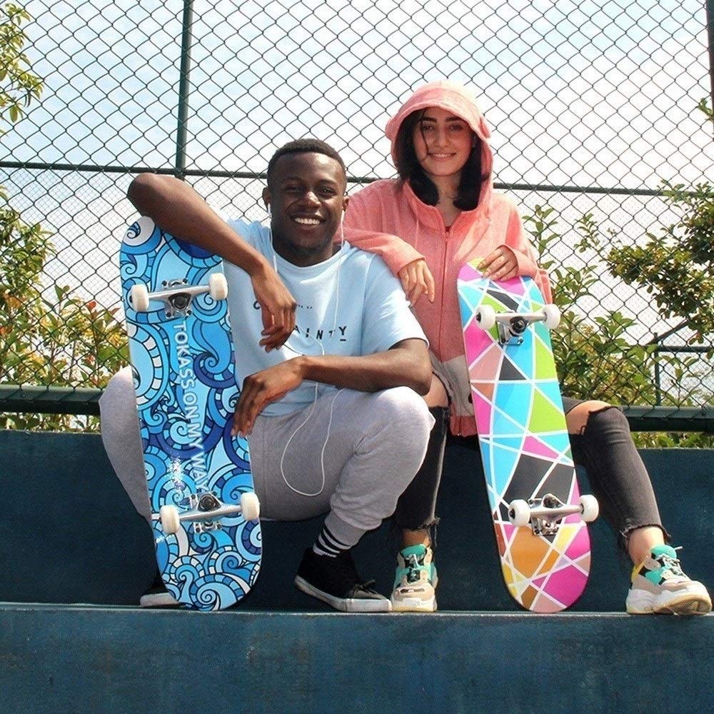 Skateboard Completo para Adultos y Niños, Monopatin para Principiantes y Profesionales, Tabla de Skate Completa