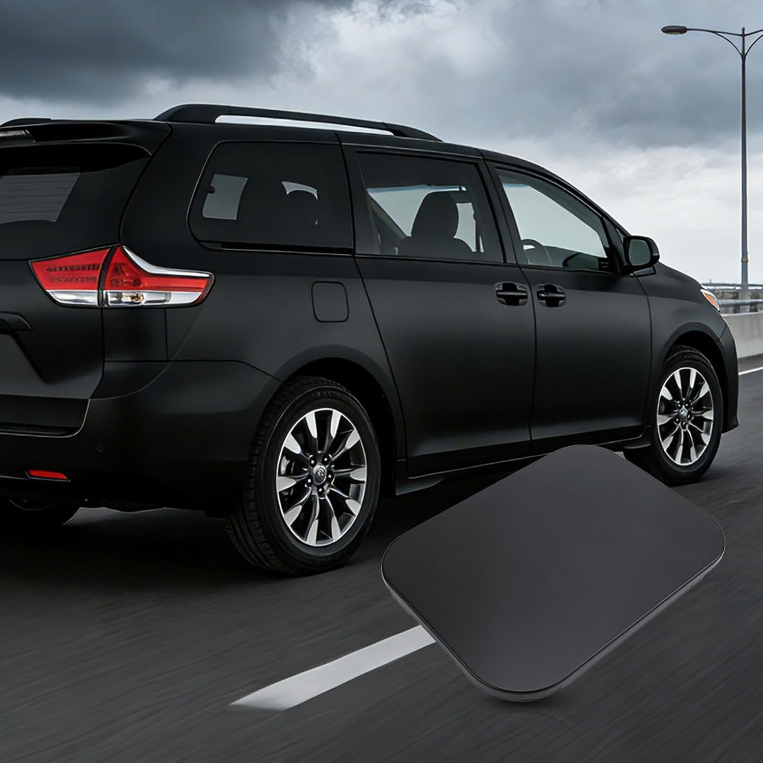 77350-08020 Fuel Filler Door Cap Black Gas Fuel Door Cap Fit For Toyota Sienna 2011-2019 Fuel Gas Tank Door