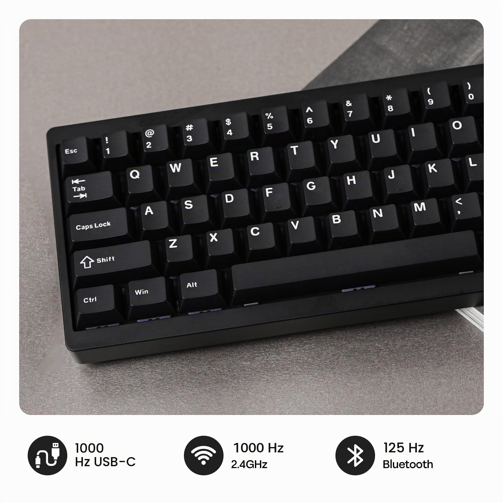 EPOMAKER P65 Teclado Inalámbrico para Juegos de Aluminio con QMK/Via, N-Key Rollover, Gasket, BT/2.4Ghz/USB(A a C), Hot Swappable, QWERTY US, para Mac/PC/PS/Xbox (Negro, Wisteria Linear Switch)