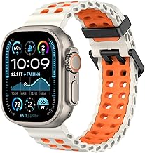 Ocean Breathable Strap Compatible with Apple Watch Ultra 2/Ultra 49mm, Series 10 46mm, 9/8/7 45mm, SE2/SE/6/5/4 44mm, 3/2/1 42mm, Silicone Sports Bands for Men and Women