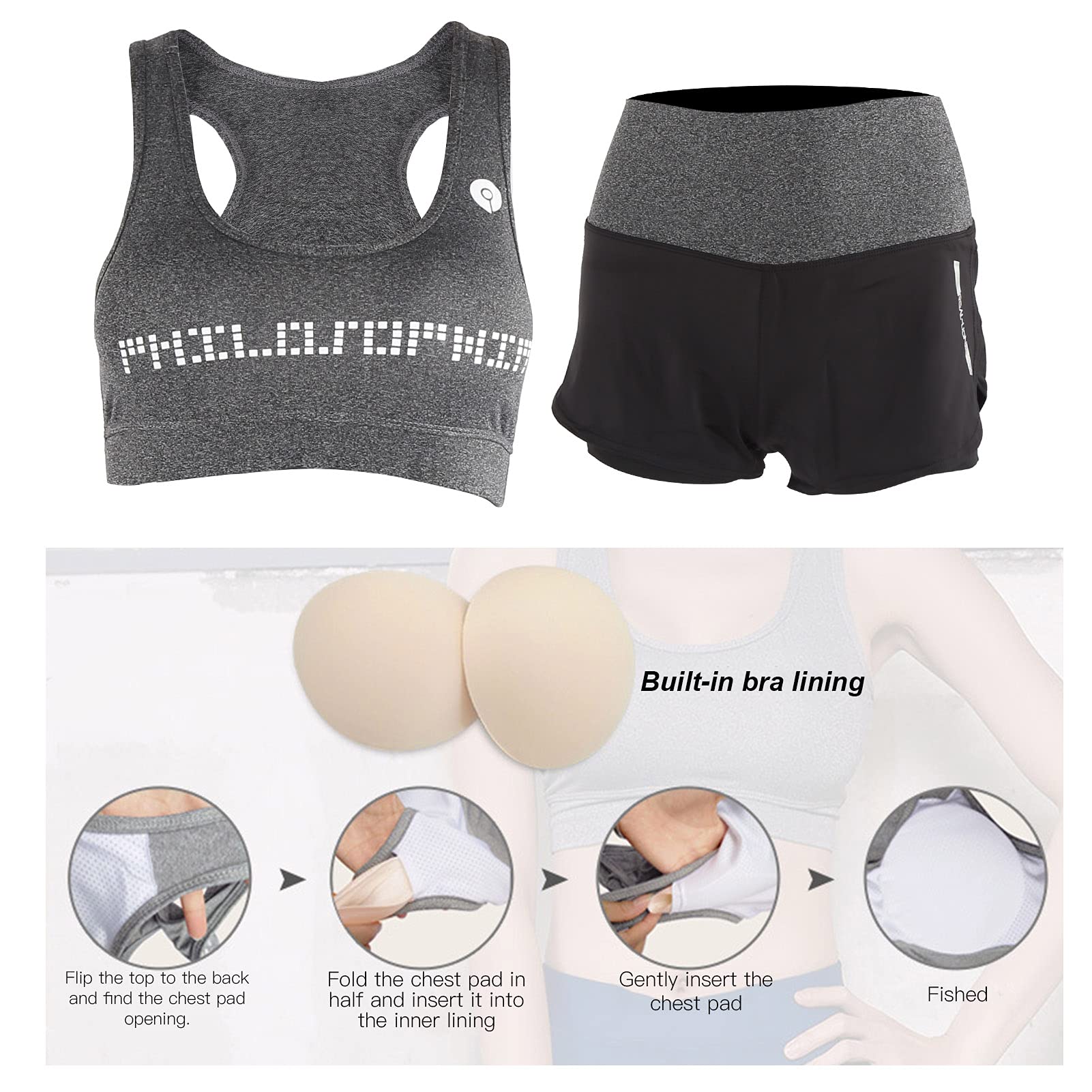 Set da Yoga da Donna 5 Pezzi, Comodo Abbigliamento Sportivo Elasticizzato per Yoga e Fitness, Materiale in Poliestere Ad Asciugatura Rapida, Adatto per L'allenamento e L'uso Quotidiano