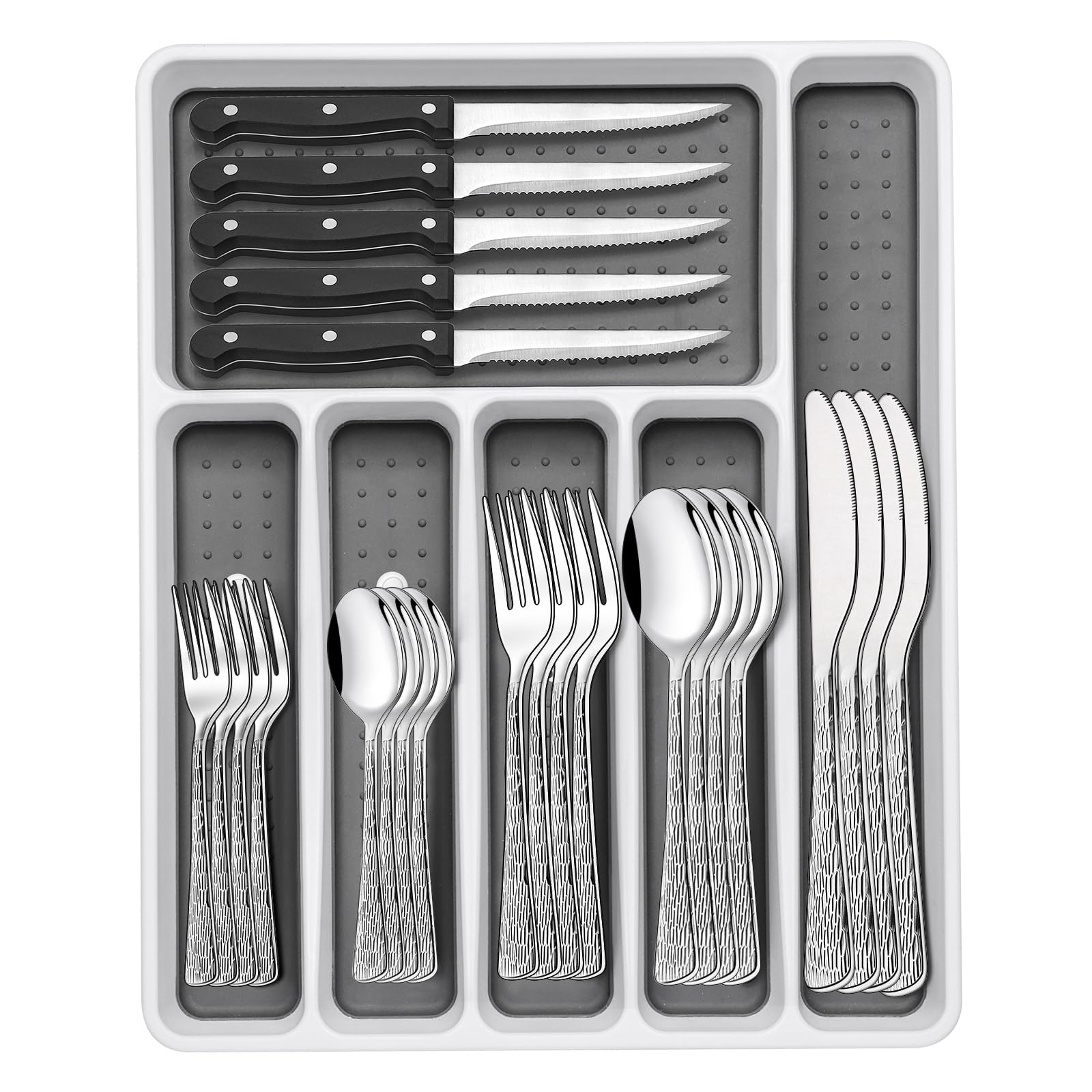 EWFEN 49-Piece Silverware Set with Organizer