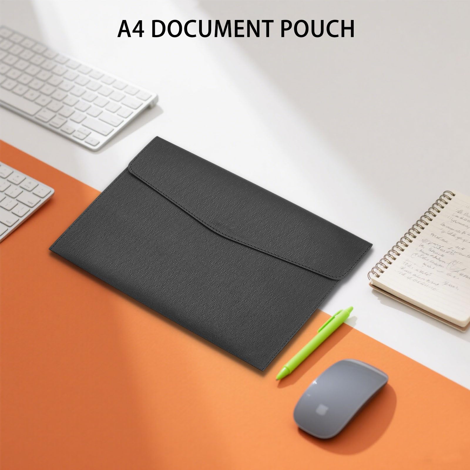 2pcs Carpeta de Documentos A4 Cuero, Carpeta Organizadora Funda A4 para Archivos Cuero PU con Cierre Magnético para Trabajo, Estudio y Viajes (Negro)